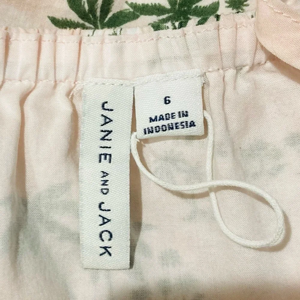 Janie and Jack pale pink green palm tree print cotton tank top. Size 6.
